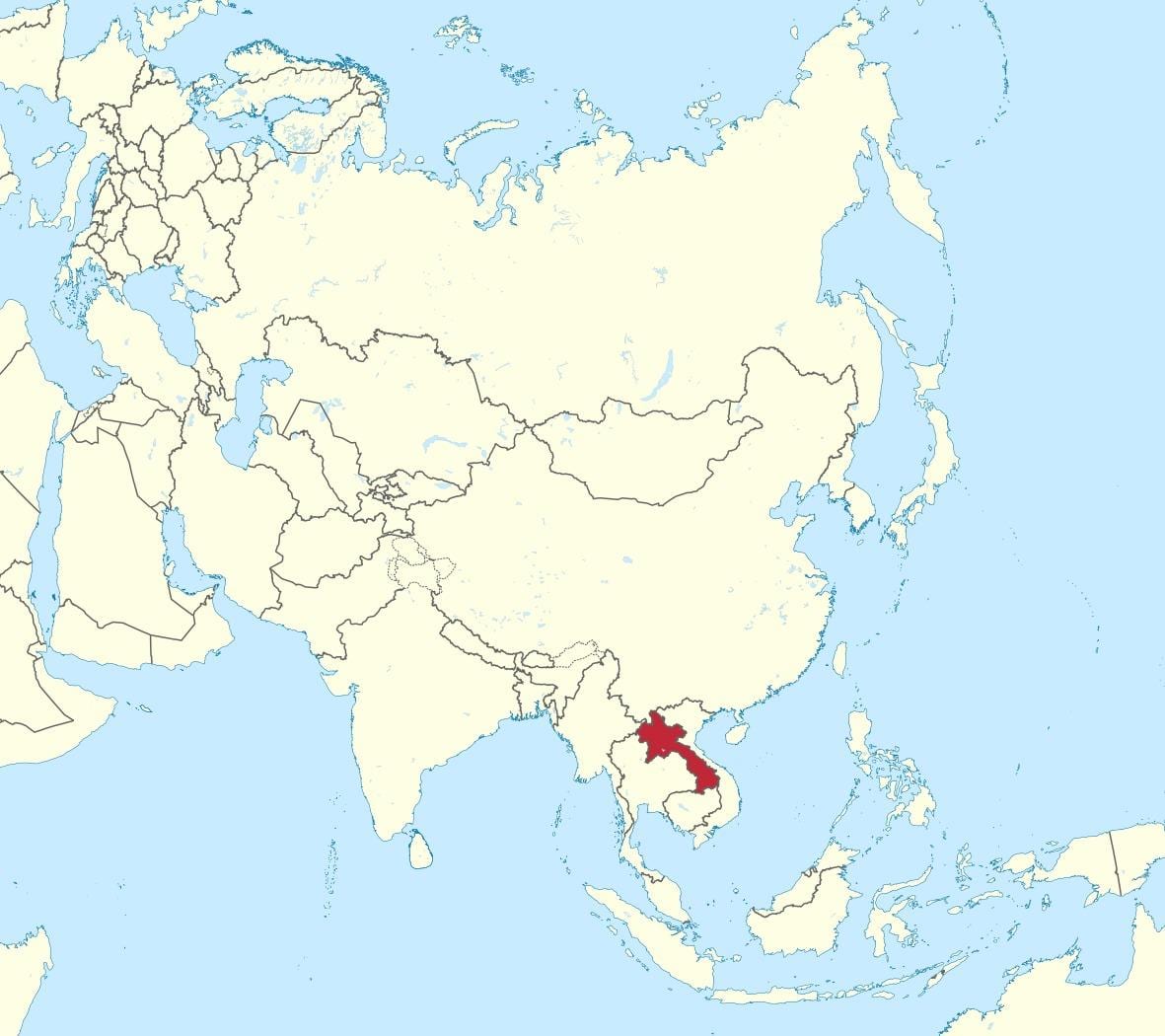 Карта Лаос Азии