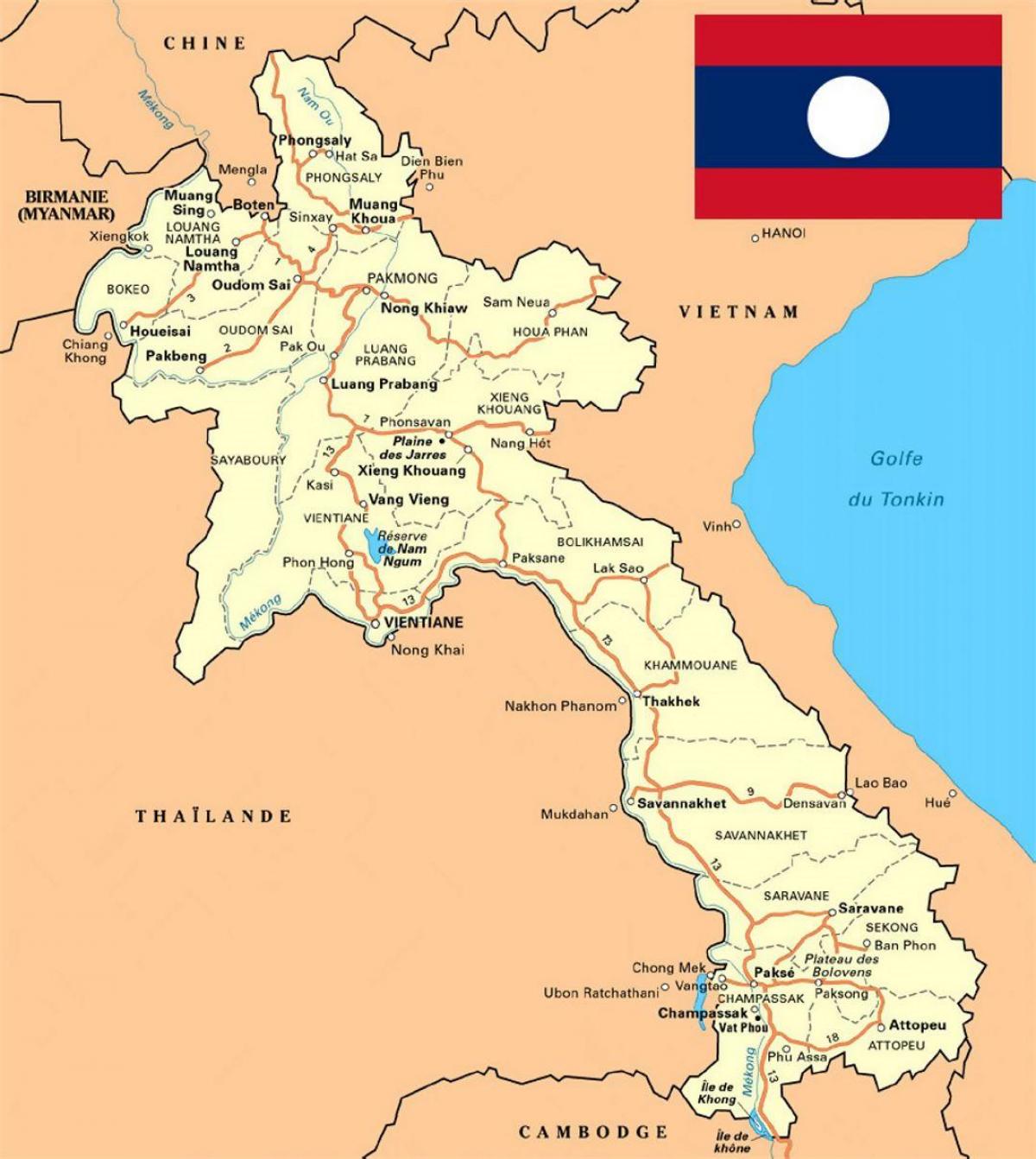 подробная карта Лаоса