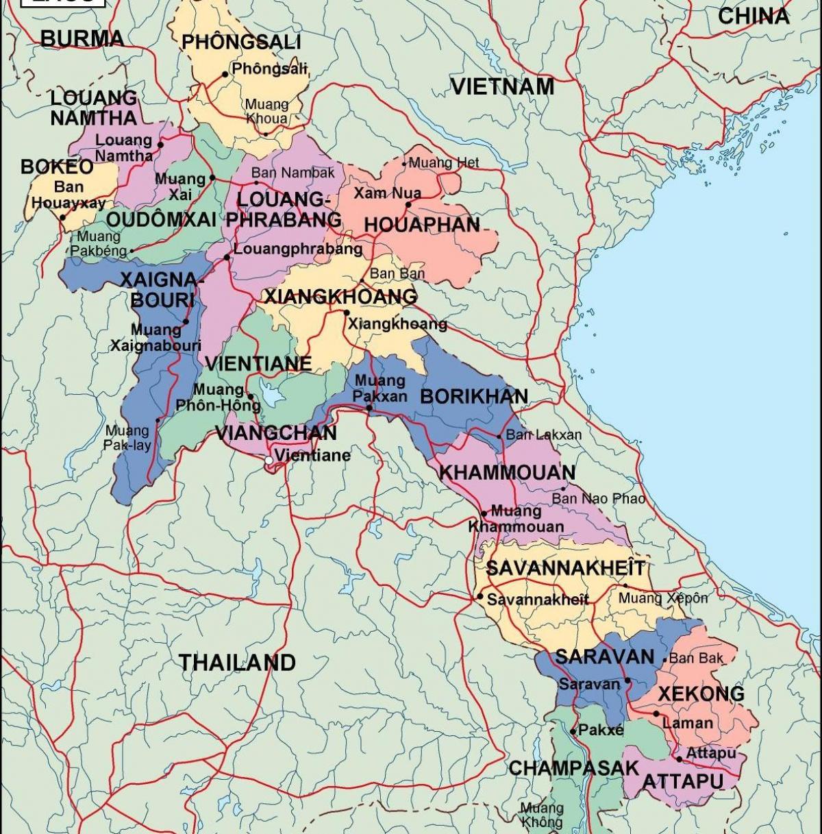 политические Лаос карте