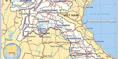 Карта Лаос и окружающих стран