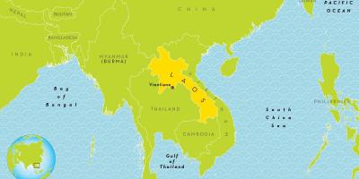 Расположение Лаос на карте мира